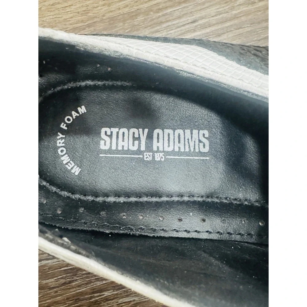 Stacy Adams Mens Black White Crocodile Print Leather Wingtip Oxfords 11M